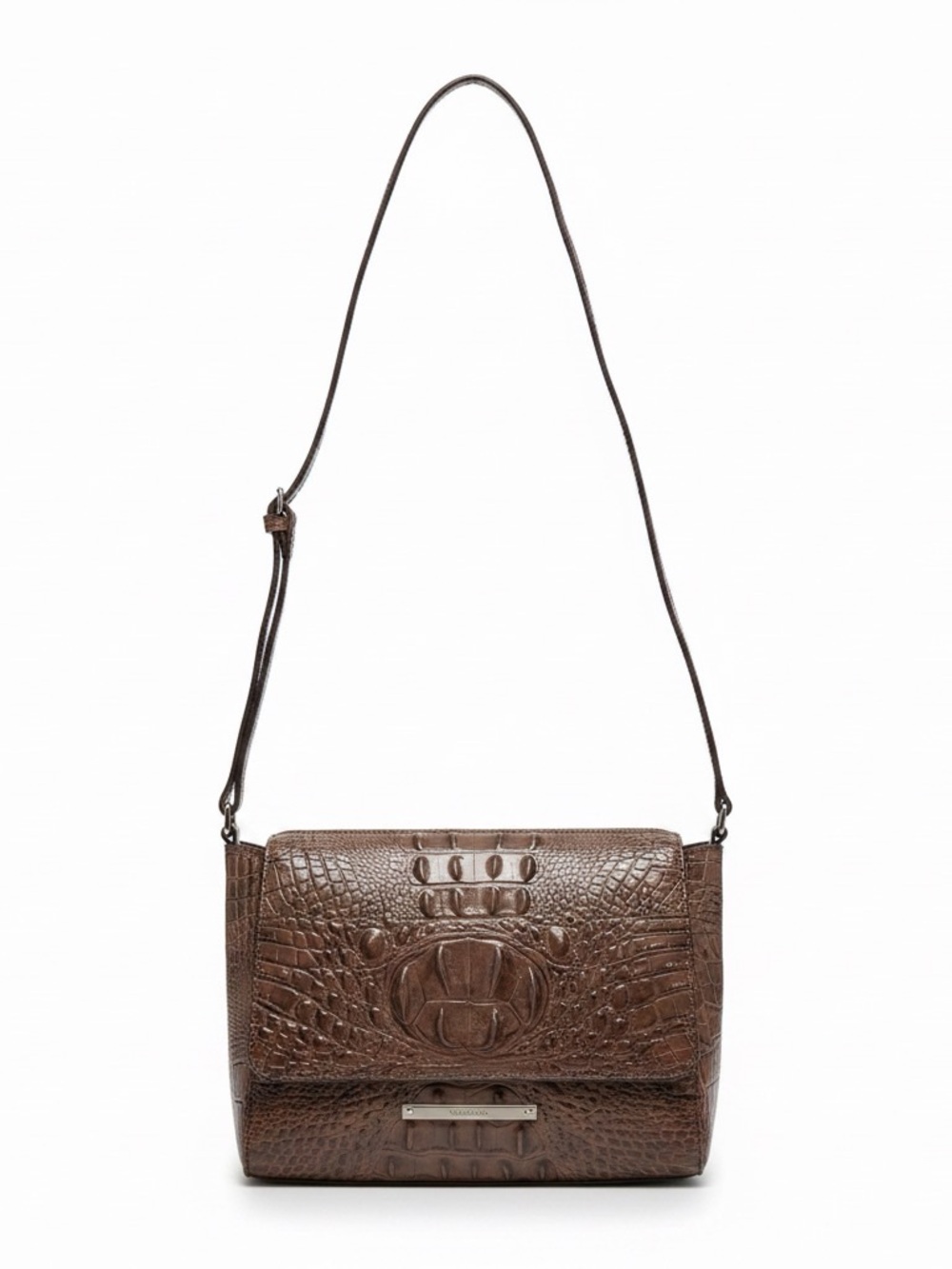 Brahmin Brown Croc-Embossed Leather Crossbody